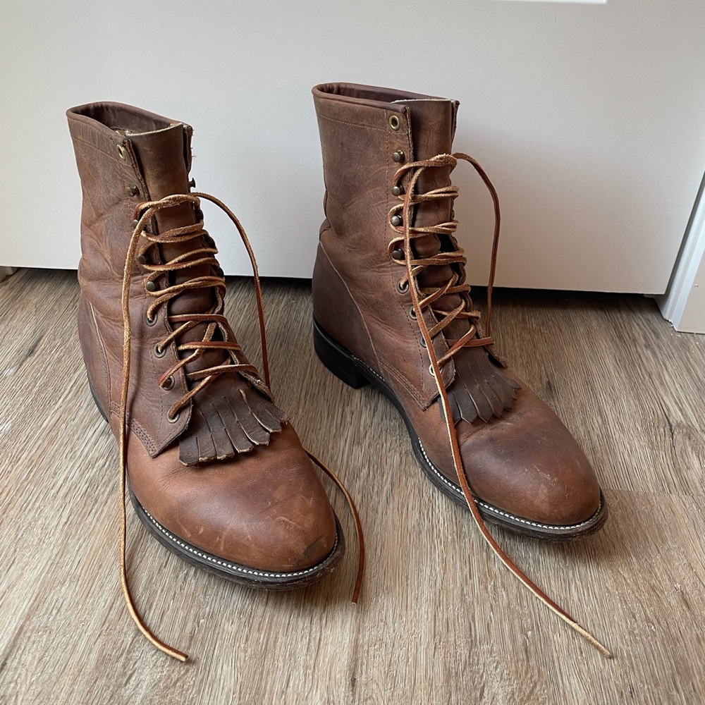 Vintage Justin Boots Lace-up Style 545 - Original soles and laces